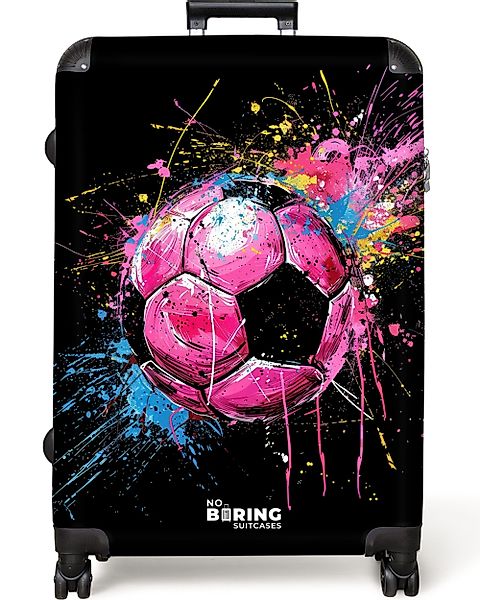 NoBoringSuitcases.com© Hartschalen-Trolley Rosa Fußball mit Graffiti günstig online kaufen