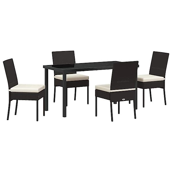 vidaXL Garten Essgruppe 5-Tlg Schwarz Poly Rattan 3379207 günstig online kaufen