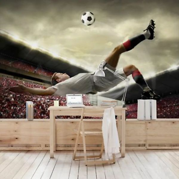 Bilderwelten Fototapete Fußball Action weiß Gr. 288 x 190 günstig online kaufen