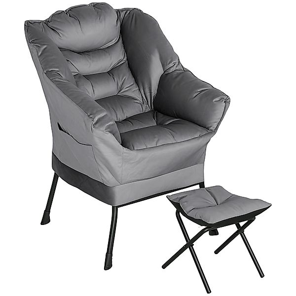 HOMCOM Set Sessel mit Fußhocker für Wohnzimmer, Schlafzimmer mit Rückenlehn günstig online kaufen