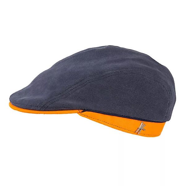 Flatcap "Geselle" Aus Arbeitskleidung - Dunkelblau-orange günstig online kaufen
