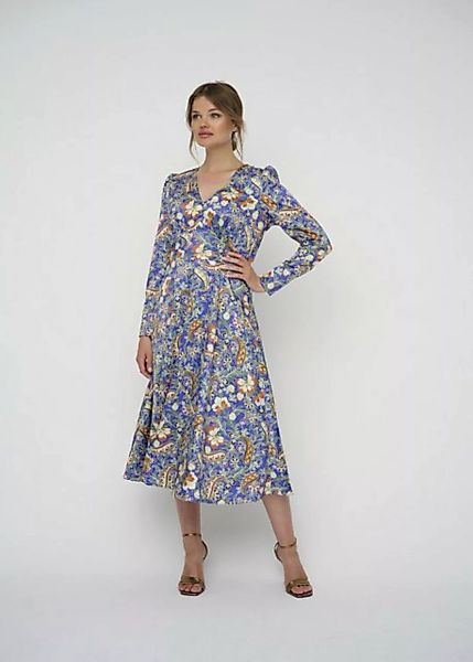 Kleo Abendkleid FIT & FLARE MIDI DRESS in glänzendem Satin mit Blumenprint günstig online kaufen