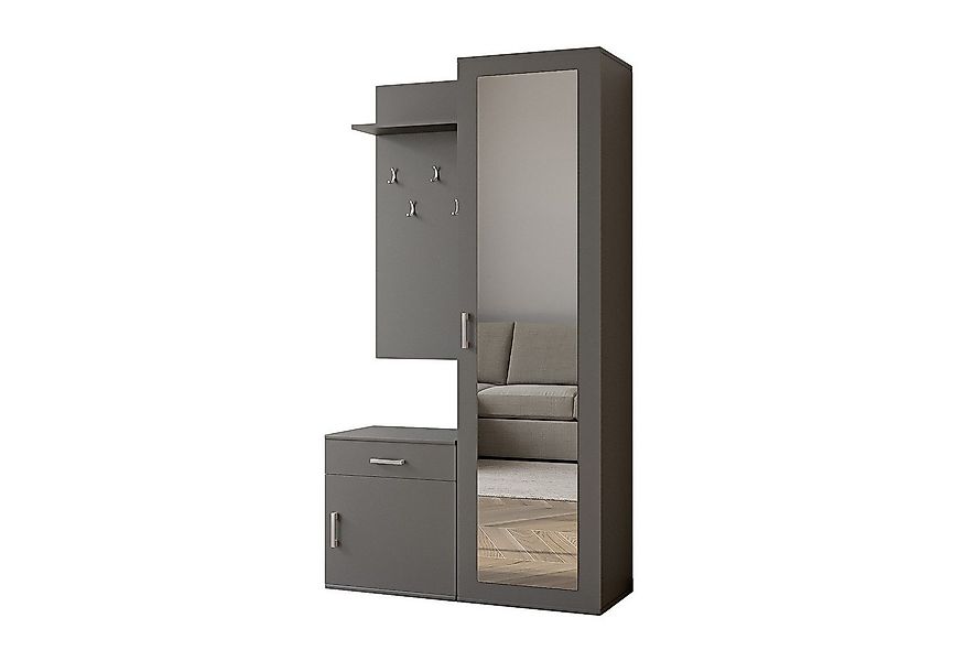 Beautysofa Kompaktgarderobe PAULA, mit Spiegel, Schuhschrank, 5 Kleiderhack günstig online kaufen