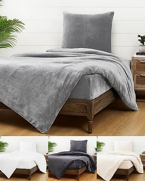 JACK Bettwäsche JACK Teddy Flausch 135x200cm Weiß Grau Anthrazit Blau, Micr günstig online kaufen