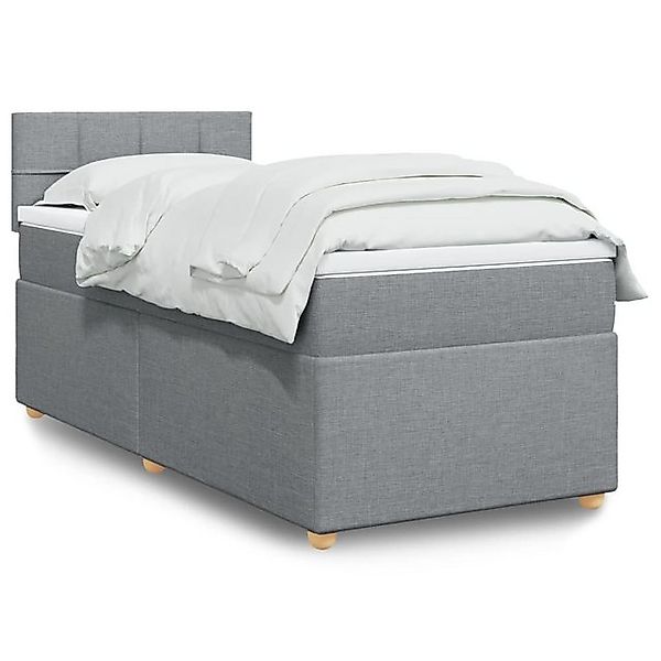 vidaXL Boxspringbett, Boxspringbett mit Matratze Hellgrau 90x200 cm Stoff günstig online kaufen