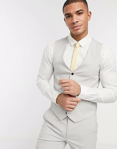 Harry Brown – Enge, einfarbige Anzugweste-Grau günstig online kaufen