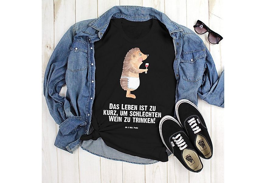 Mr. & Mrs. Panda T-Shirt Igel Wein, Größe L T-Shirt, Schwarz, Weißwein, Her günstig online kaufen