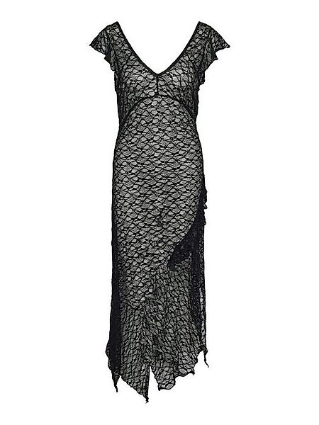 Noisy may Shirtkleid V-Ausschnitt, Cap-Ärmel, Spitze, asymmetrischer Saum ( günstig online kaufen