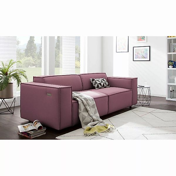 home24 Sofa Kinx 2,5-Sitzer Flieder Strukturstoff 223x70x96 cm (BxHxT) Mode günstig online kaufen