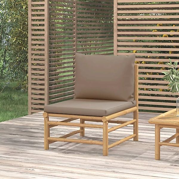 vidaXL Sofaelement Garten-Mittelsofa mit Taupe Kissen günstig online kaufen