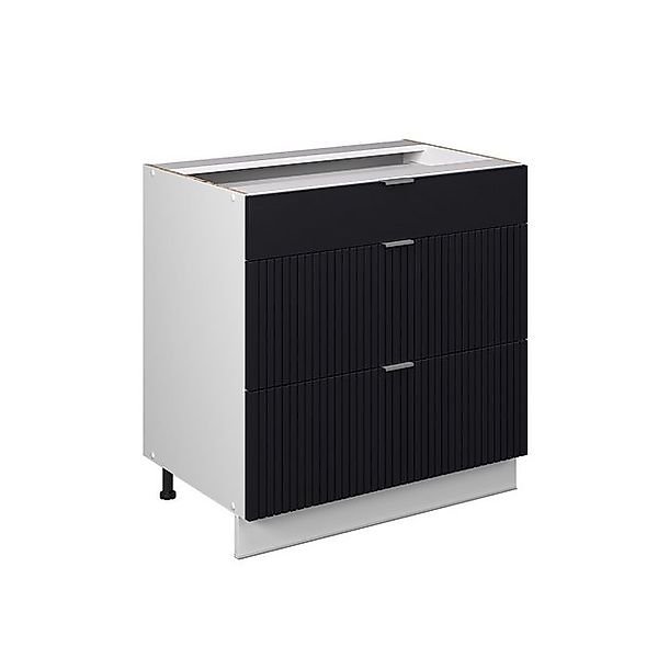 Vicco Schubladenunterschrank Fame-Line Schwarz Gestreift 80 cm mit 3 Schubl günstig online kaufen
