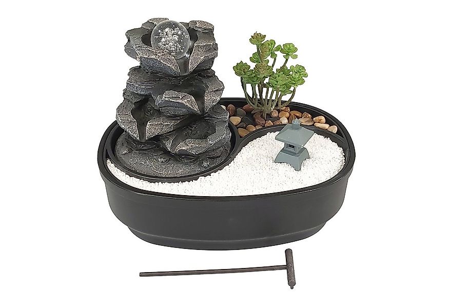 Lemodo Zimmerbrunnen Tischbrunnen mit Zen-Garten, Pumpe mit LED-Beleuchtung günstig online kaufen