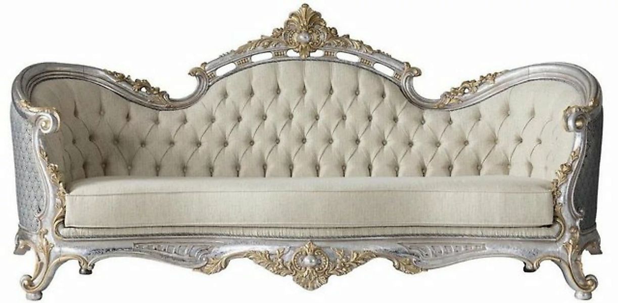 Casa Padrino Sofa Luxus Barock Wohnzimmer Sofa mit dekorativen Kissen Creme günstig online kaufen