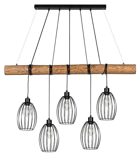 SPOT Light Pendelleuchte TRABO, 5-flammig, Kiefernholz, Metall, ohne Leucht günstig online kaufen