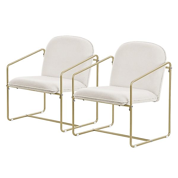 ML-Design 2Er Set Beige Relaxsessel mit Weichem Bezug Golden Gestell günstig online kaufen