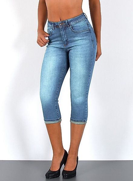 ESRA Caprijeans Damen 3/4 Capri Jeans Hoch-Bund Sommer Hose kurze Jeans Sho günstig online kaufen