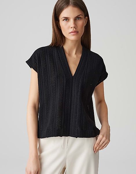 OPUS Kurzarmshirt SANIELA Loose mit Lochstrickoptik günstig online kaufen
