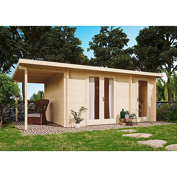Fjordholz Gartenhaus Modell Carin 44 C +SD Vollholz-Tür Kiefer Imprägniert günstig online kaufen