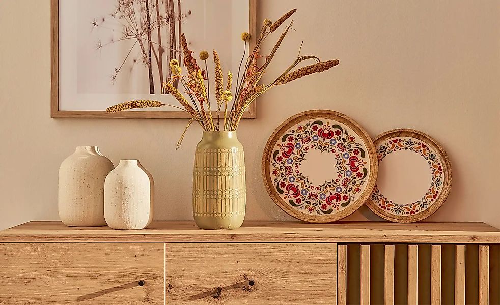 HOME STORY Vase   ¦ creme ¦ Steingut ¦ Maße (cm): H: 17  Ø: 12 Accessoires günstig online kaufen