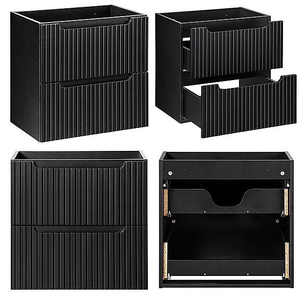 Lomadox Waschbeckenschrank NEWPORT-56-BLACK 60 cm Waschtisch-Unterschrank 4 günstig online kaufen