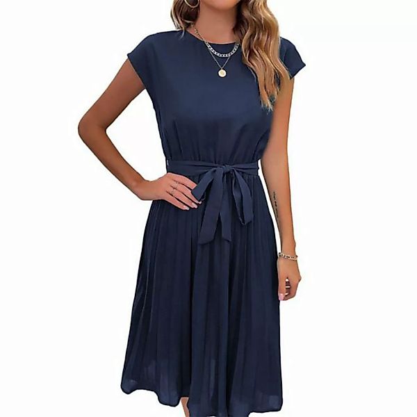 ZWY Dirndl Urlaubskleid mit Gürtel, einfarbigem Muster und Faltenrock. günstig online kaufen