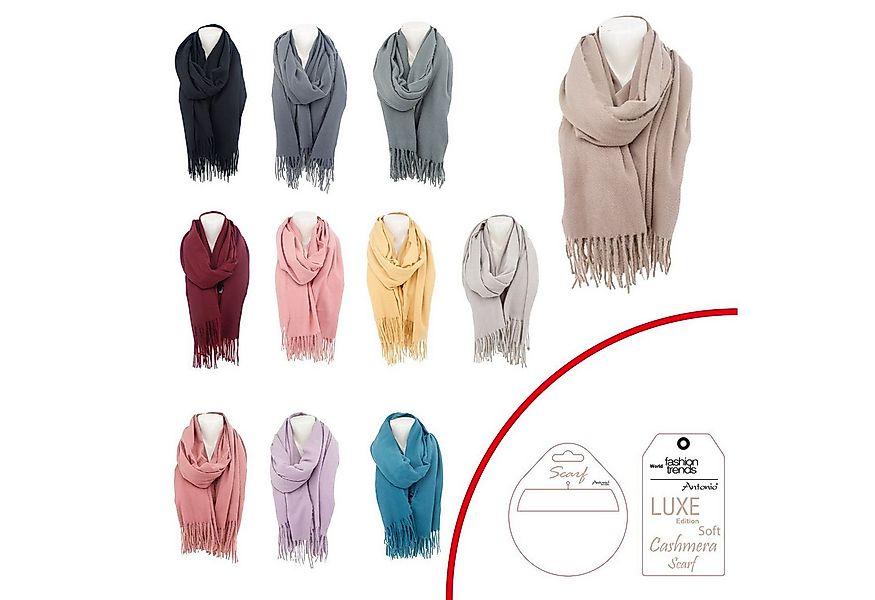 VewoTex Schal Damenschal Soft Cashmera » Fransenschal 180 x 70 cm, (Einzeln günstig online kaufen