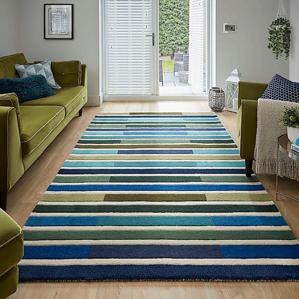 FLAIR RUGS Wollteppich "Piano" rechteckig 10 mm Höhe gestreift, rechteckig günstig online kaufen