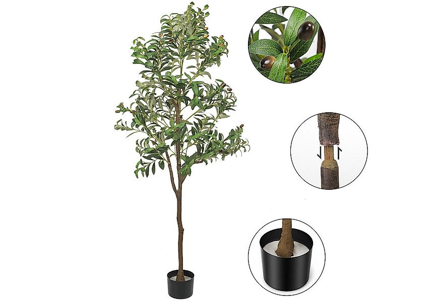 Kunstbaum Künstlicher Olivenbaum 180 cm mit Naturstamm & Früchten Künstlich günstig online kaufen