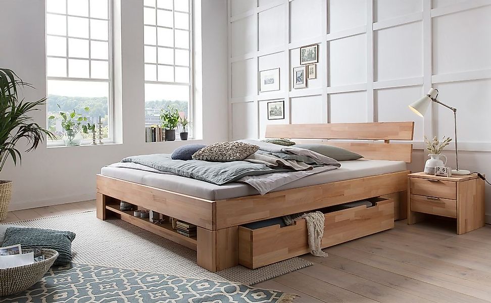 expendio Massivholzbett Erich (Spar-Set, 5-tlg), Kernbuche günstig online kaufen