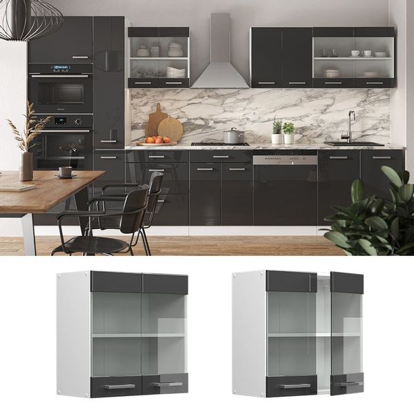 Vicco Glashängeschrank R-Line, Anthrazit Hochglanz/Weiß, 60 günstig online kaufen