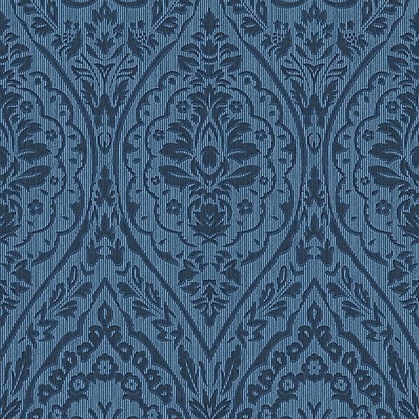 Bricoflor Ornament Tapete Blau Elegante Vlies Textiltapete mit Barock Muste günstig online kaufen