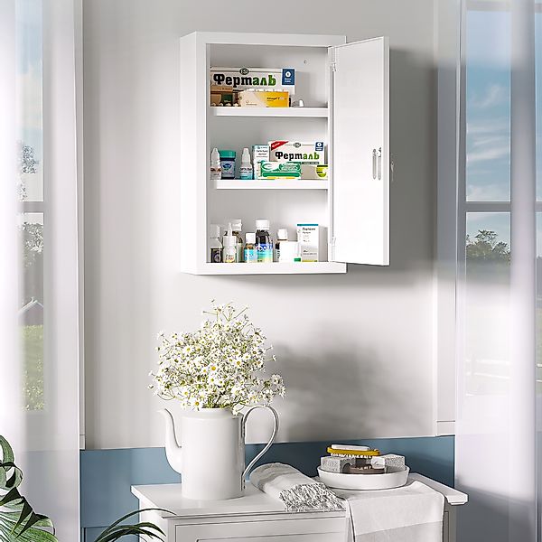 Kleankin Medizinschrank Apothekerschrank mit 3 Schichten (Medikamentenschra günstig online kaufen