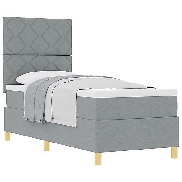 vidaXL Bett Boxspringbett mit Matratze Hellgrau 80x200 cm Stoff (1-tlg) günstig online kaufen