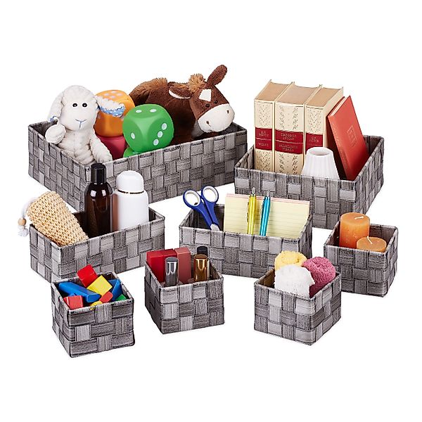 relaxdays Aufbewahrungskorb 8 tlg. Set geflochte, günstig online kaufen