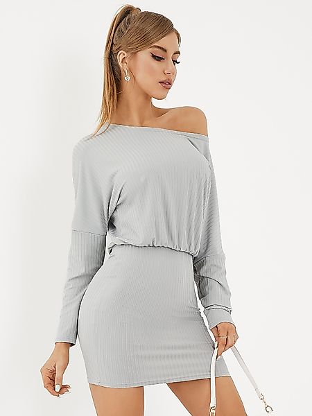 YOINS BASICS Solid Color One Schulter Mini Kleid günstig online kaufen