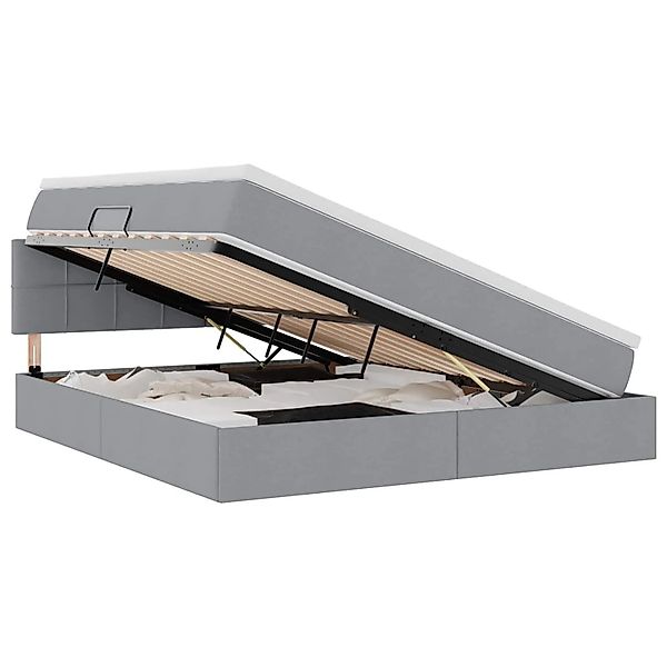 vidaXL Bett mit Stauraum und LED Hellgrau 180 x 200 cm Polyester 3371160 günstig online kaufen