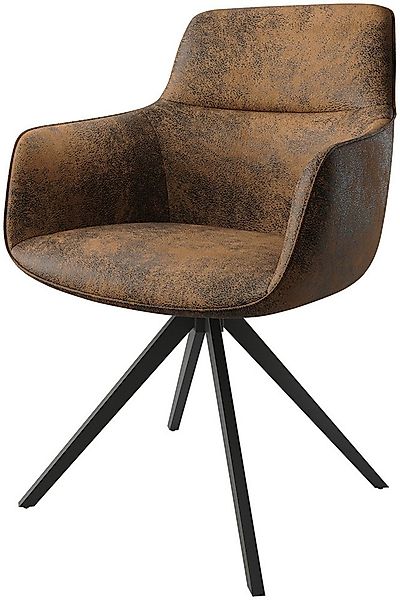 DELIFE Polsterstuhl Pejo-Flex, Kreuzgestell kantig Schwarz Braun Antik 180° günstig online kaufen