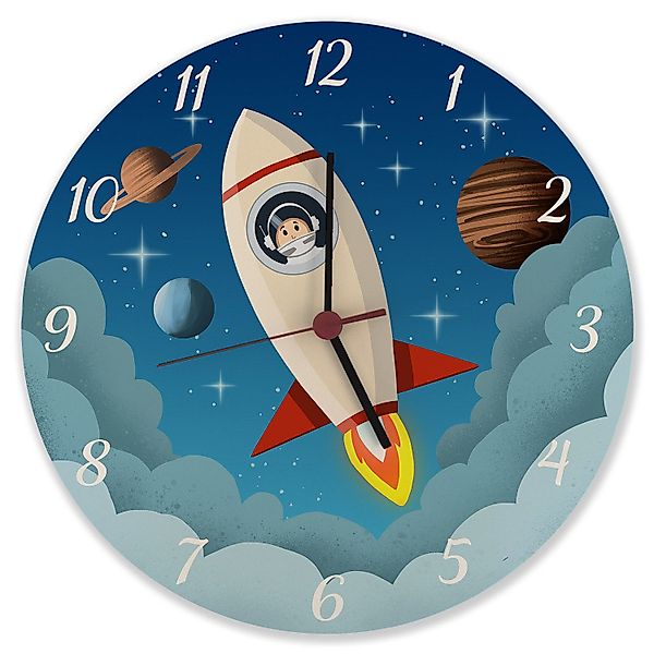 speecheese Wanduhr Rakete im Weltall Wanduhr günstig online kaufen