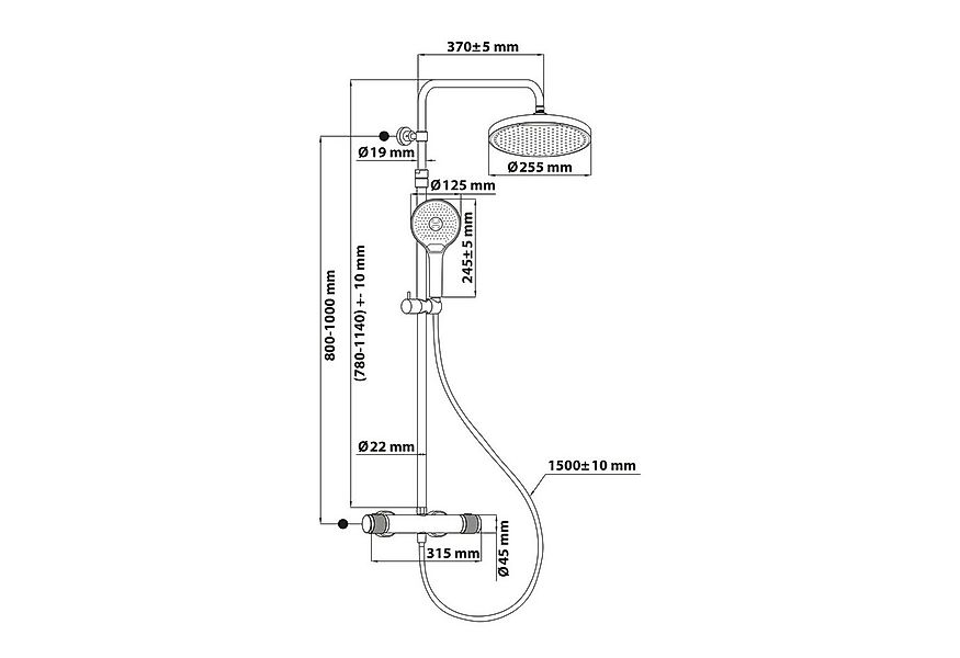SCHÖNER WOHNEN-Kollektion Duschsystem GLAIA mit Thermostat, Höhe 118.5 cm, günstig online kaufen