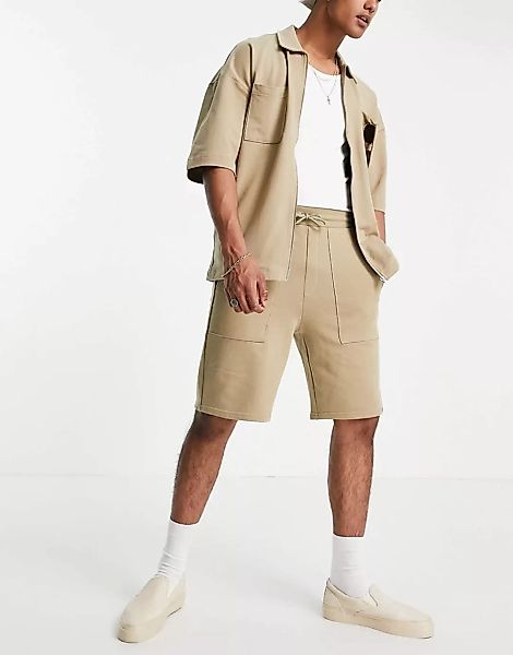 Only & Sons – Jersey-Shorts aus Bio-Baumwolle in Beige, Kombiteil-Neutral günstig online kaufen