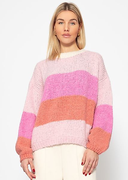 SASSYCLASSY Strickpullover Locker gestreifter Strickpullover in günstig online kaufen