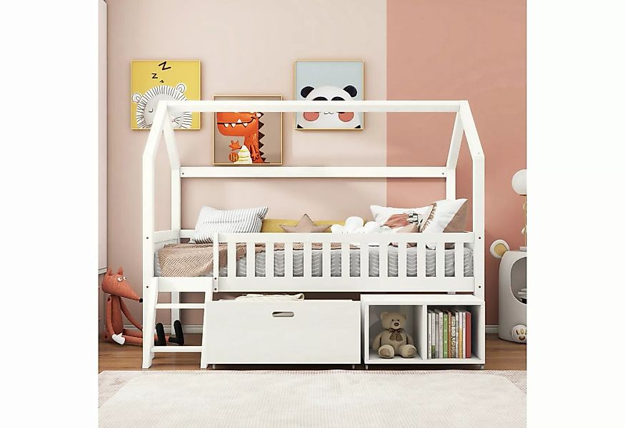 WISHDOR Kinderbett Hausbett Jugendbett (1 Schublade, 2 Ablagefächern), Mit günstig online kaufen