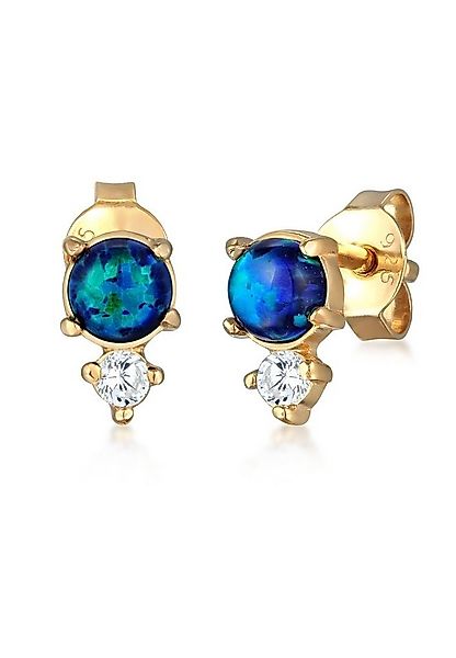 Elli Paar Ohrstecker Opal Rund und Zirkonia 925 Silber, Kreis günstig online kaufen