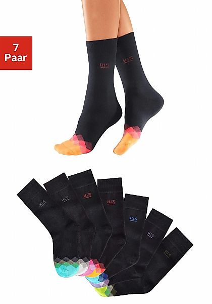 H.I.S Socken Packung, 7 Stk. tlg. mit bunt gemusterter Spitze günstig online kaufen