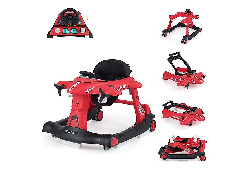 COSTWAY Lauflernhilfe, 6 in 1 mit abnehmbarer Spieluhr, Licht, ab 6 Monaten günstig online kaufen