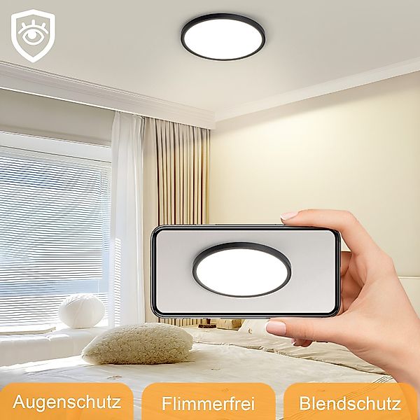 ZMH LED Deckenleuchte Whonzimmer ∅18CM Schwarz/Weiß günstig online kaufen