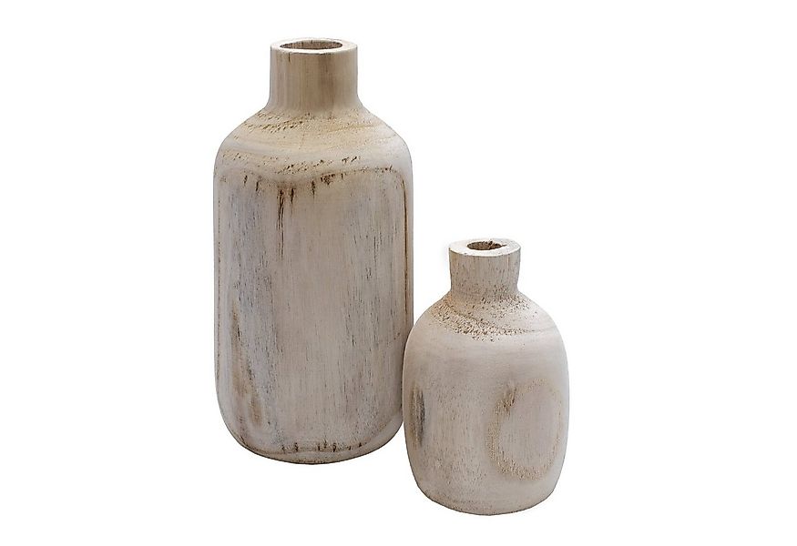 Spetebo Dekovase Holz Blumenvase 2er Set verschiedene Designs (Set, 1 St., günstig online kaufen
