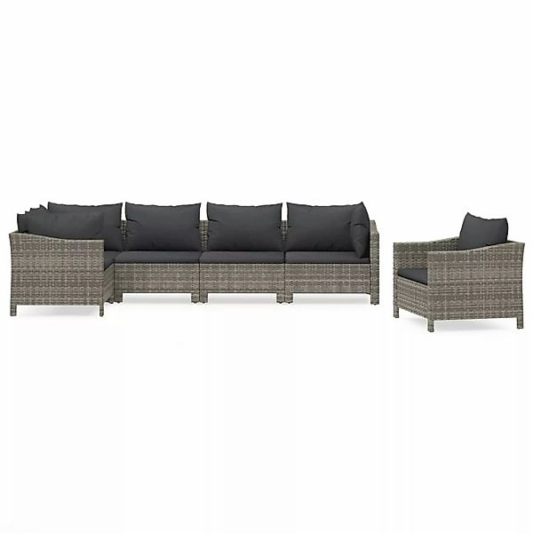 Vidaxl 6-tlg. Garten-lounge-set Mit Kissen Grau Poly Rattan günstig online kaufen