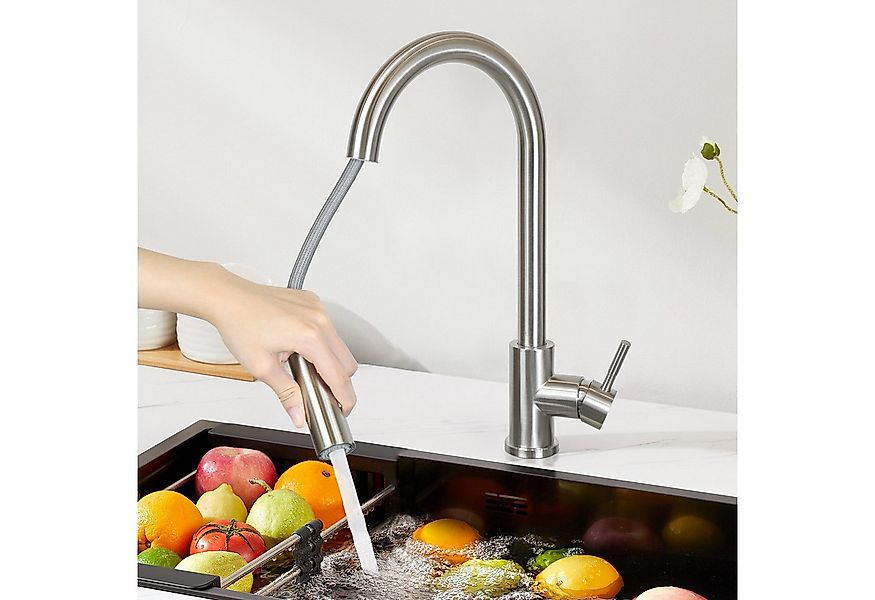 Nettlife Küchenarmatur Ausziehbar Schwarz Wasserhahn Küche Spültischarmatur günstig online kaufen