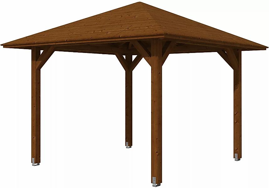 Skan Holz Holz-Pavillon Cannes 1 Nussbaum lasiert 294 cm x 294 cm günstig online kaufen